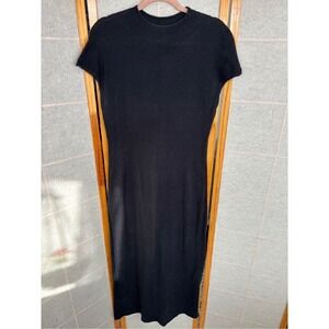 Peruvian Connection T-Shirt Dress Women M Black Short Sleeve Stretch Pima Cotton